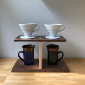Double Coffee Pour Over Stand - Walnut and Maple